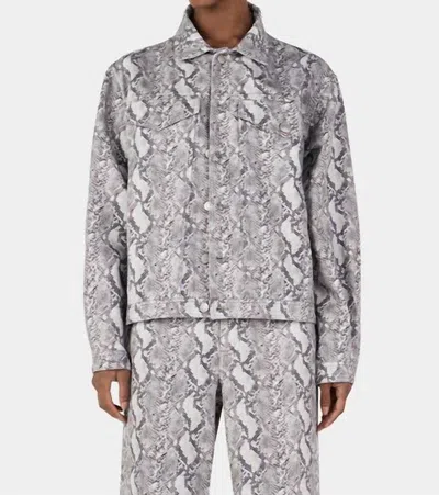 Hansen And Gretel Morgan Studded Denim Jacket In Python Print In Gray