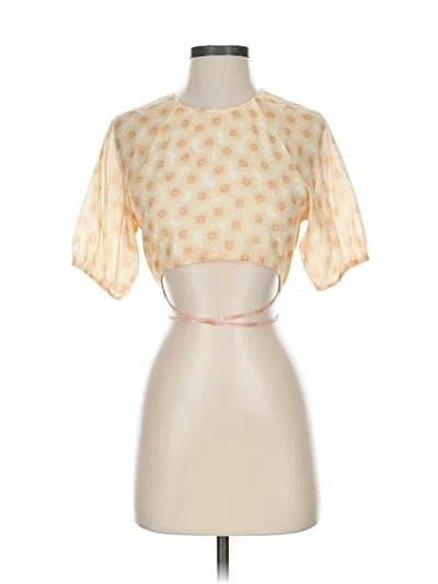 Pre-owned Hansen And Gretel Short Sleeve Blouse In Yellow