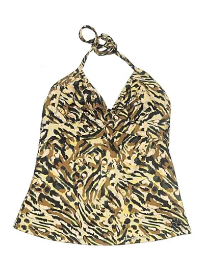 Pre-owned Hapari Swimwear Swimsuit Top Gold Animal Print Pattern Swimwear