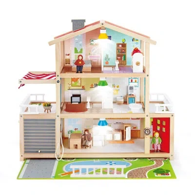 Hape Doll Family Mansion - Kid's Wooden Dollhouse, Award Winning, Led Lights, 10 Bedroom, Accessories, 31 In Multi