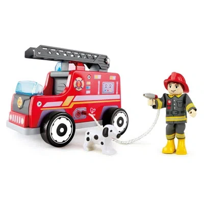 Hape Fire Truck Playset With Fire Engine Toy, Firefighter And Dog