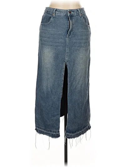 Pre-owned Happily Grey Denim Skirt In Blue