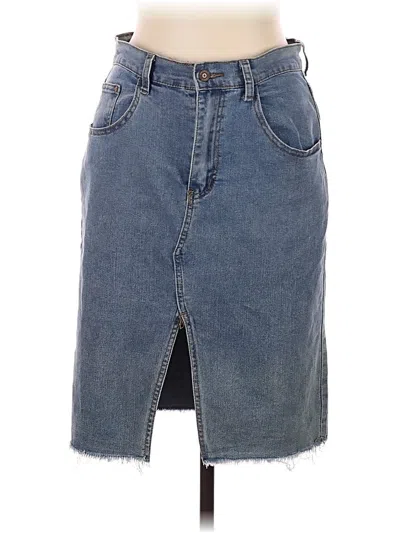 Pre-owned Happily Grey Denim Skirt In Blue