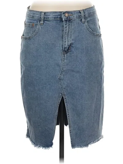 Pre-owned Happily Grey Denim Skirt In Blue