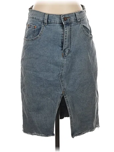Pre-owned Happily Grey Denim Skirt In Blue