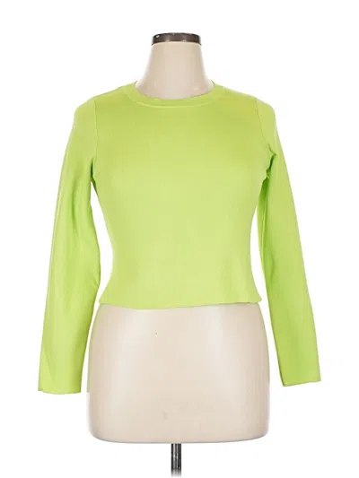 Pre-owned Happily Grey Long Sleeve Top Green Boatneck Tops