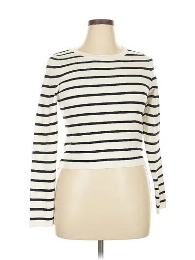 Pre-owned Happily Grey Long Sleeve Top Ivory Boatneck Tops In White