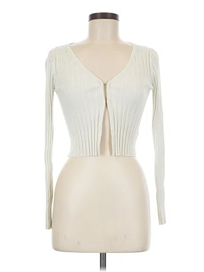 Pre-owned Happily Grey Long Sleeve Top Ivory Plunge Neckline Tops In White