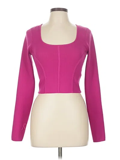 Pre-owned Happily Grey Long Sleeve Top Pink Square Neckline Tops