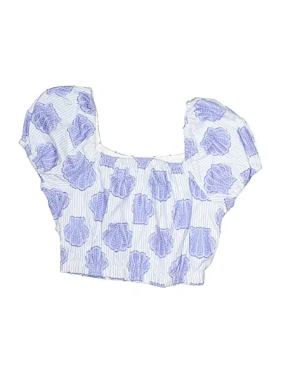 Pre-owned Happily Grey Kids' Short Sleeve Top Blue Square Neckline Tops