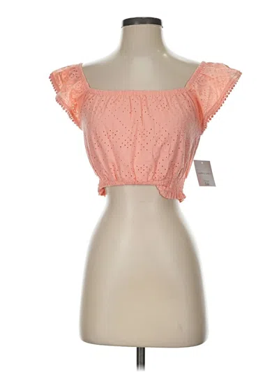 Pre-owned Happily Grey Short Sleeve Top Orange Strapless Neckline Tops