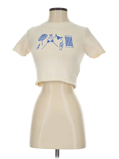 Pre-owned Happily Grey Short Sleeve Turtleneck In Ivory