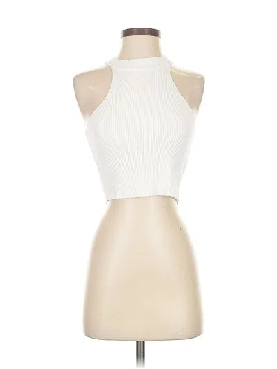 Pre-owned Happily Grey Sleeveless Top Ivory Halter Neckline Tops In White