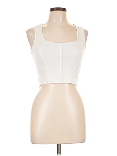Pre-owned Happily Grey Sleeveless Top Ivory Square Neckline Tops
