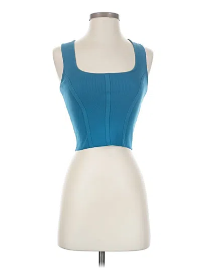 Pre-owned Happily Grey Sleeveless Top Teal Sweetheart Neckline Tops