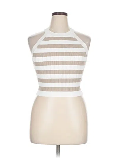 Pre-owned Happily Grey Sleeveless Top White Halter Neckline Tops