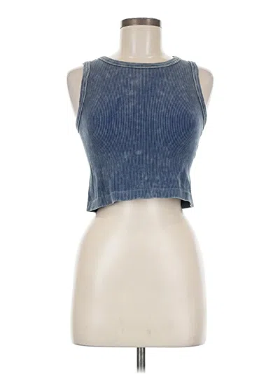 Pre-owned Happily Grey Tank Top Blue Halter Neckline Tops