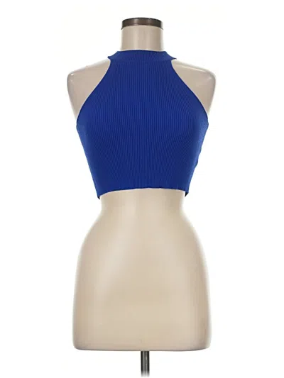 Pre-owned Happily Grey Tank Top Blue Halter Neckline Tops