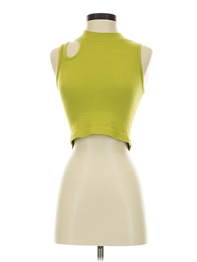 Pre-owned Happily Grey Tank Top Green Halter Neckline Tops