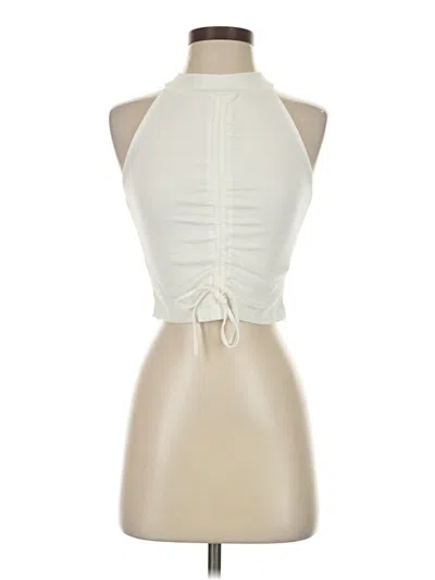 Pre-owned Happily Grey Tank Top Ivory Halter Neckline Tops In White