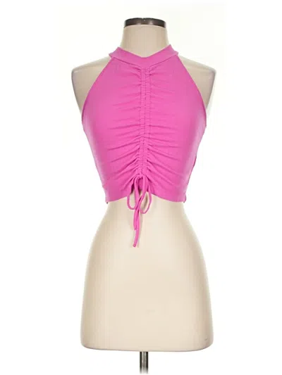Pre-owned Happily Grey Tank Top Pink Halter Neckline Tops