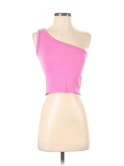 Pre-owned Happily Grey Tube Top Pink One Shoulder Neckline Tops