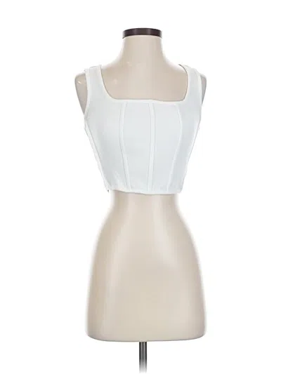 Pre-owned Happily Grey Tube Top White Square Neckline Tops