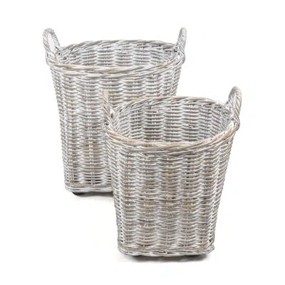 Happimess 2 Piece Rattan General Basket Set In White Wash,kubu Gray;white Wash,kubu Gray