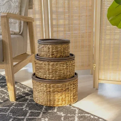 Happimess 3 Piece Wicker General Basket Set In Natural;natural