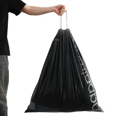 Happimess 30 Gallon Drawstring Unscented Trash Can Liner (100-count, 4-rolls Of 25 Liners) In Black