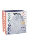 Happimess 8-gallon (30l) Drawstring Trash Can Liner,