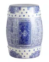 Happimess Acanthus 17.8in Chinoiserie Drum Garden Stool