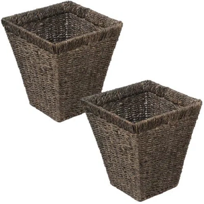 Happimess Alden Handwoven Seagrass 2.3-gallon Tapered Square Wicker Watebasket In Brown