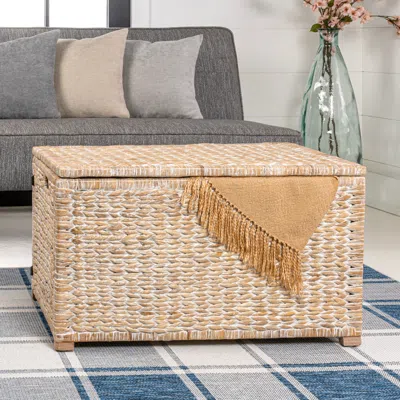 Happimess Anada Wicker Weave 30" Storage Trunk In Neutral