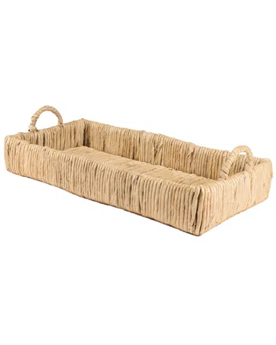 Happimess Anika 22.5in Traditional Southwestern Hand-woven Abaca Tray With Handles In Brown