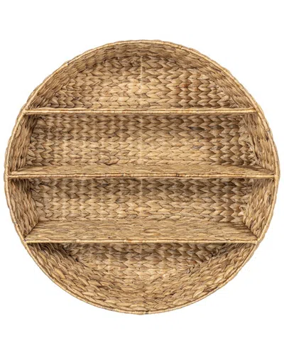 Happimess Annulus 24.5in 3-shelf Circular Handwoven Hyacinth Wall Rack In Brown