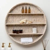 Happimess Annulus 3-shelf Circular Handwoven Hyacinth Wall Rack In White Wash