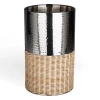 Happimess Asher Modern 2-tone Faux Wicker/metal Cylinder Waste Basket In Metallic