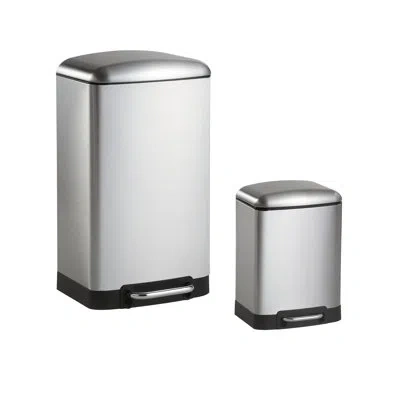 Happimess Ashley 2 Piece Stainless Steel Step On Trash Can Set