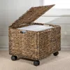 Happimess Ashton Classic Farmhouse Handwoven Hyacinth Rolling Filing Basket With Lid And 360 Degree  In Brown