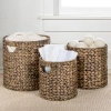 Happimess Avery Bohemian Cottage Handwoven Hyacinth Cylinder Nesting Baskets With Handles, In Brown