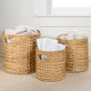 Happimess Avery Bohemian Cottage Handwoven Hyacinth Cylinder Nesting Baskets With Handles (set Of 3) In Natural