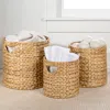 Happimess Avery Bohemian Cottage Handwoven Hyacinth Cylinder Nesting Baskets With Handles (set Of 3)