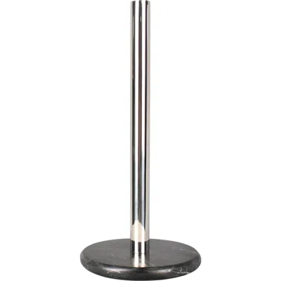 Happimess Avery Modern Classic Metal With Non Slip Weighted Marble Base Paper Towel Holder In Silver