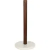 Happimess Avery Modern Classic Metal With Non Slip Weighted Marble Base Paper Towel Holder In Brown