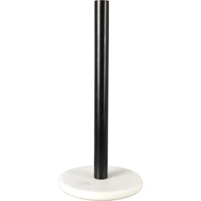 Happimess Avery Modern Classic Metal With Non Slip Weighted Marble Base Paper Towel Holder In Black