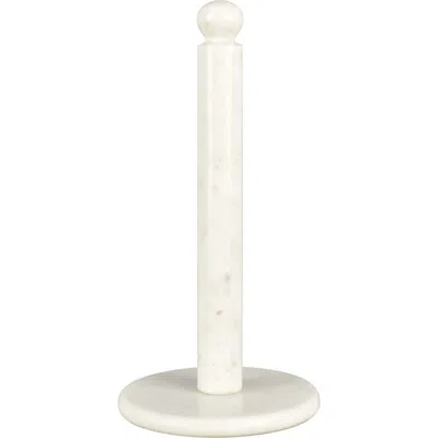 Happimess Avery Modern Classic Metal With Non Slip Weighted Marble Base Paper Towel Holder In White