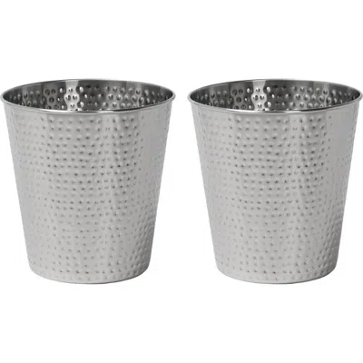 Happimess Axel Modern Minimalist Hammered Steel 2 Gal Waste Bin In Metallic
