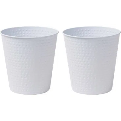 Happimess Axel Modern Minimalist Hammered Steel 2 Gal Waste Bin In White