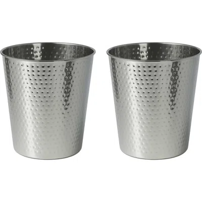 Happimess Axel Modern Minimalist Hammered Steel 2 Gal Waste Bin In Metallic